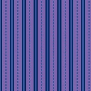 Stripes with ribbon stitching, purple and blue - small scale, sized for table linens, fabric