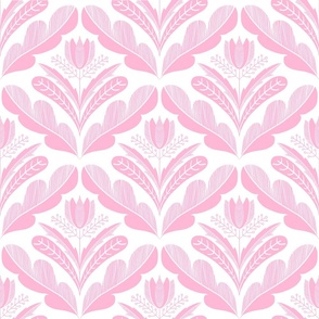 Pink Folk Lotus Diamond Pattern