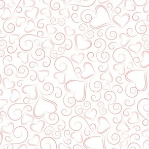 Hearts and Swirls Coral on White