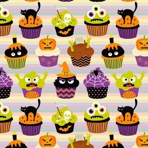 Halloween Cupcakes on stripes