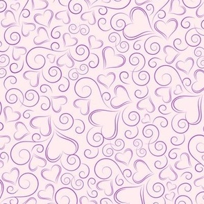 Hearts and Swirls Purple on Pink