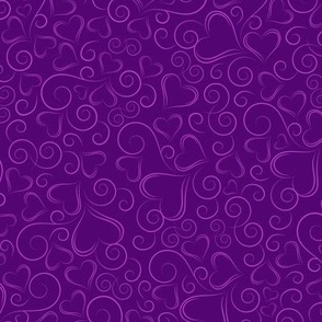 Hearts and Swirls Purple on Grape