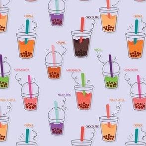 Boba Bubble drinks on purple