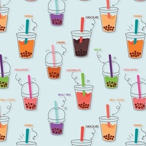 Boba Bubble Drinks on blue