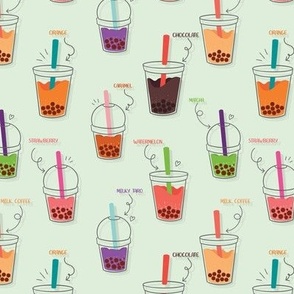 Boba Bubble Drinks on green