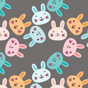 Cute bunny faces in pinks and blues