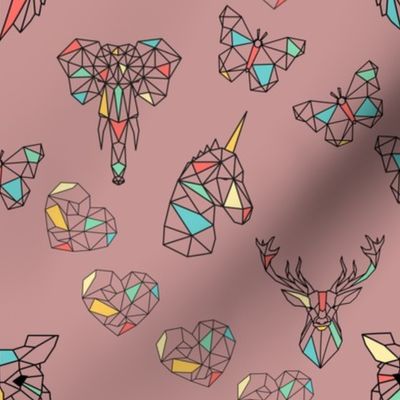 Geometric animals on pink