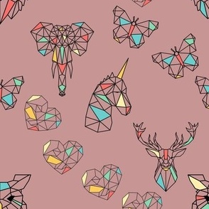 Geometric animals on pink