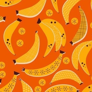 Just bananas - retro cocktails on vintage orange  - med - Nashifruitdesigns
