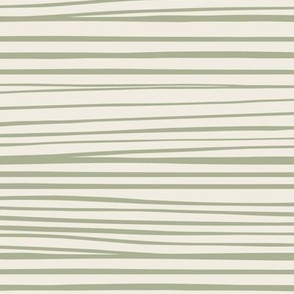 Hand Drawn Horizontal Stripes | Creamy White, Light Sage Green | Contemporary