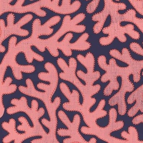 printed fan coral - pink and navy