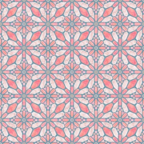  Marble Mosaic Tile Geometric in Peach Pink, Cream, and Blue - Medium - Statement Backsplash, Statement Print, Global Geometric