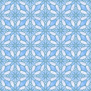  Marble Mosaic Tile Geometric in Blue, White, and Teal - Large - Statement Backsplash, Statement Print, Global Geometric