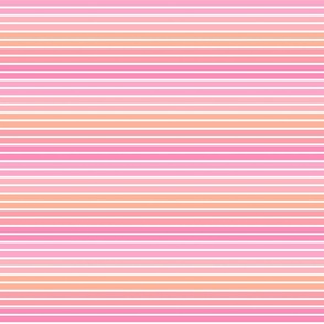 Summer Stripes (Double Horizontal) in Candy Pink, Coral, Orange, and White - Medium - Tropical Stripes, Pastel Stripes, Candy Stripes
