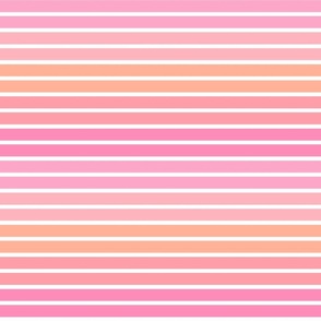 Summer Stripes (Double Horizontal) in Candy Pink, Coral, Orange, and White - Large - Tropical Stripes, Pastel Stripes, Candy Stripes