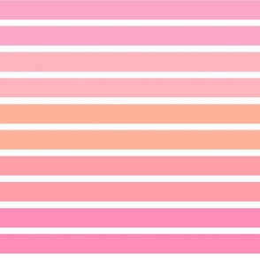 Summer Stripes (Double Horizontal) in Candy Pink, Coral, Orange, and White - Jumbo - Tropical Stripes, Pastel Stripes, Candy Stripes