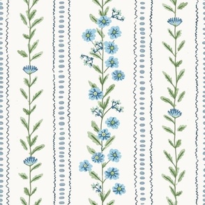 Katherine Floral Stripe Blue and Moss