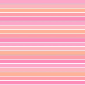 Tropical Stripes (Horizontal) in Candy Pink, Coral, Orange, and White - Medium - Summer Stripes, Pastel Stripes, Candy Stripes