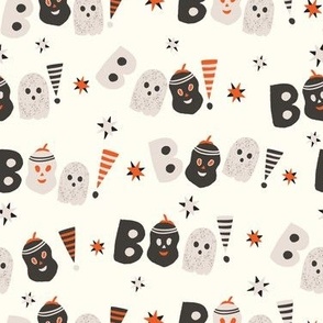 MEDIUM: Halloween Boo Word with Ghost Black Pumpkin words on white