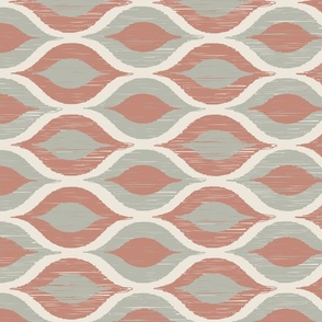 Ogee Ikat inspired: Horizontal in Ivory, Sage Green and Terracotta