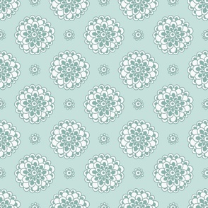 Green flowers on light background, statement  seamless repeat