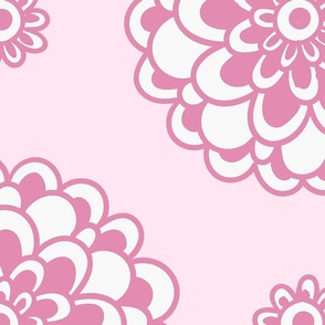 Pink flowers on light background, statement  seamless repeat