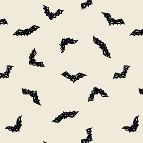 Halloween bats black on off white