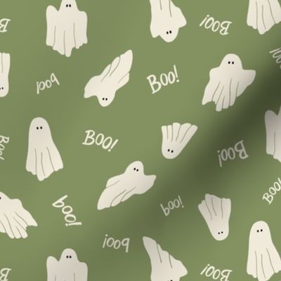 Halloween boo ghosts on Green