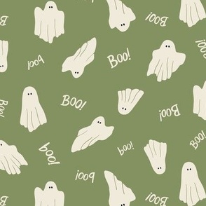 Halloween boo ghosts on Green