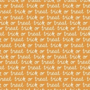 trick or treat halloween words in butternut orange