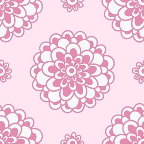 Pink flowers on light background, statement  seamless repeat