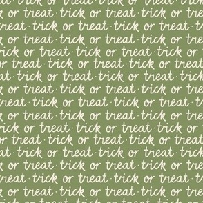 trick or treat halloween words in green