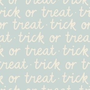 trick or treat halloween words in light blue