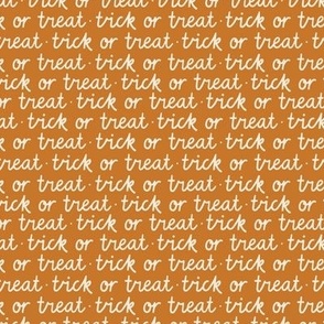 trick or treat halloween words in orange