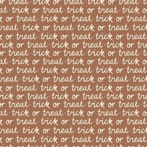trick or treat halloween words in russet brown