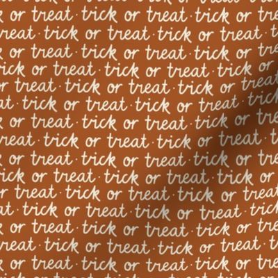 trick or treat halloween words in rust red
