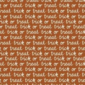trick or treat halloween words in rust red