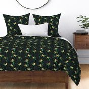 Birds of Paradise and leaves M - Dark green