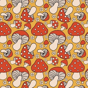 Retro Mushroom Red & Yellow