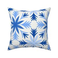 Relaxed Tropical Hand-Drawn Flora in Light Blue, Navy, and Cream - Large - Beachy, Surf Shack, Summery