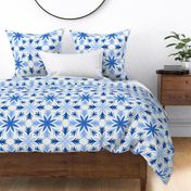 Relaxed Tropical Hand-Drawn Flora in Light Blue, Navy, and Cream - Large - Beachy, Surf Shack, Summery