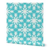 Relaxed Tropical Hand-Drawn Flora in Deep Aquamarine and Cream - Large - Tropical Vibes, Tropical Aquamarine, Tropical Turquoise