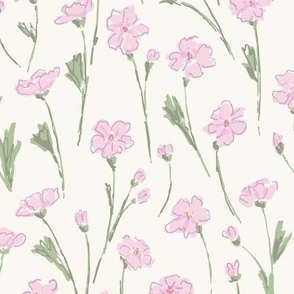 Buttercup Ditsy Floral_Large_Boho kids_wallpaper_Pink Fondant and Sage Green_Hufton Studio