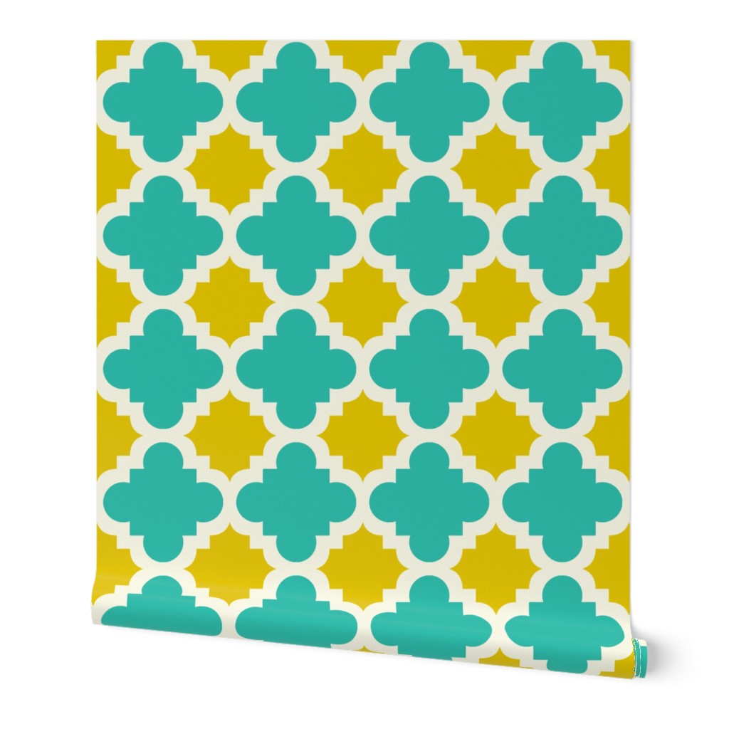 burst turquoise and mustard