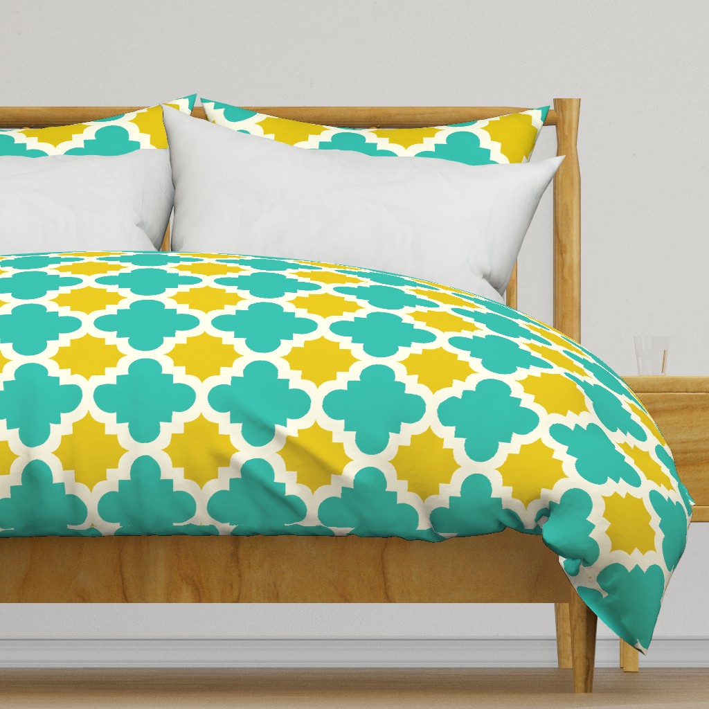 burst turquoise and mustard