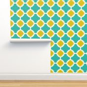 burst turquoise and mustard