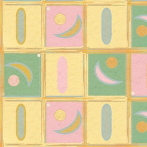 The  40's Vintage Gouache Pastels Tiles Print - © 2023 Vanessa Peutherer - Hand Crafted
