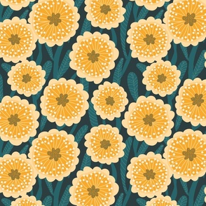 Bold Blooms - Yellow and Navy