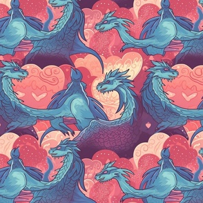 dragon love in blue