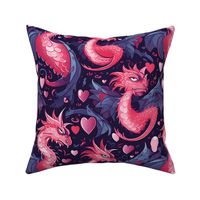dragon love in red pink and purple
